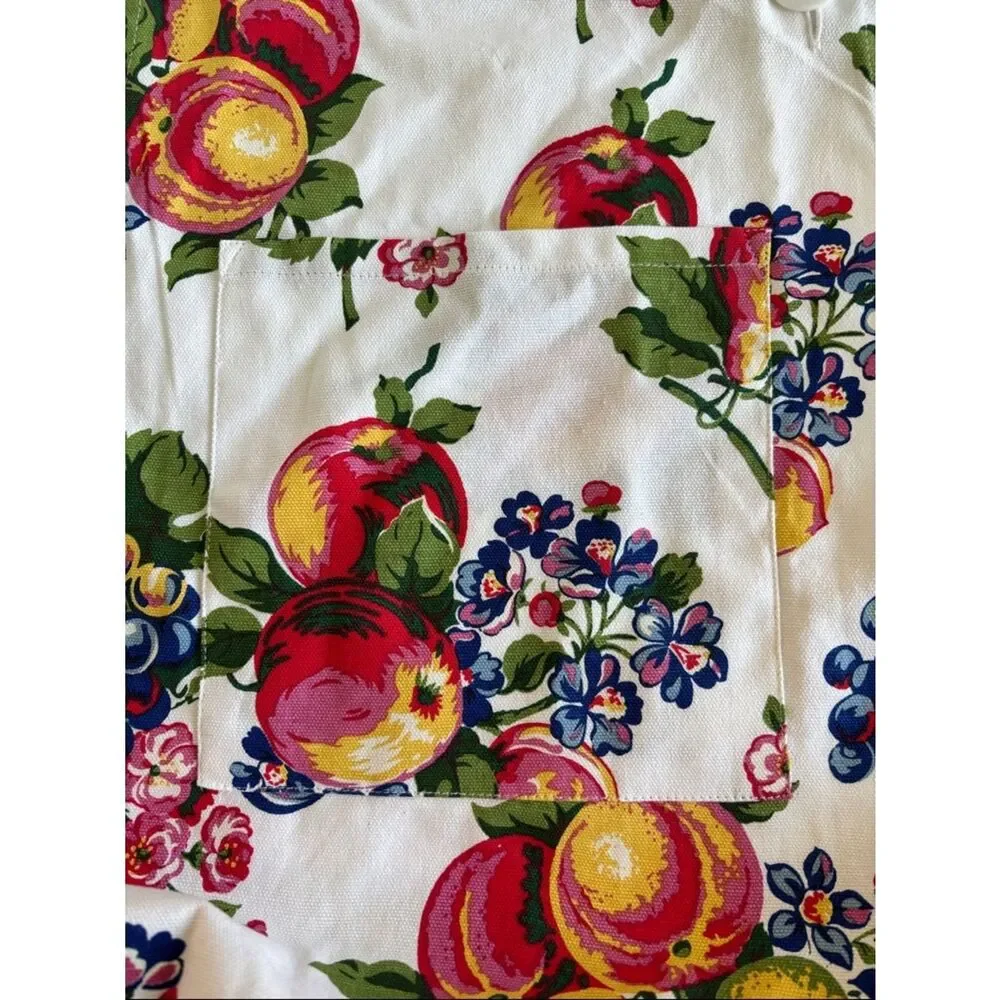 NWT April Cornell Full Apron Fruit Floral Print 100% Cotton